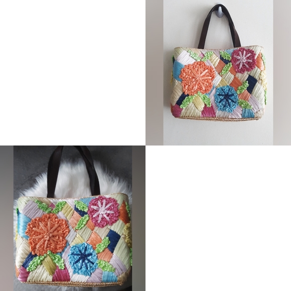 Red Fish Designs Colorful Straw Bag Purse - Picture 3 of 8